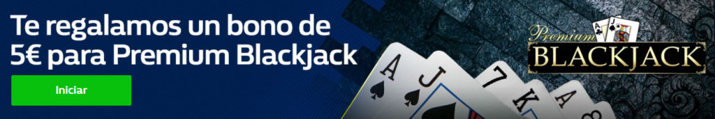 Premium blackjack bono de 5€ gratis en William Hill